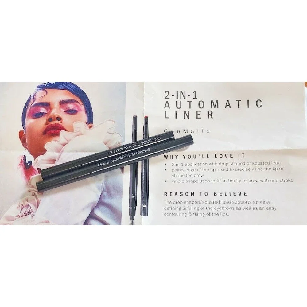 Schwan Cosmetics 2 in 1 Automatic Liner Eye Brow Lip Pencil Set Shade Brown Red